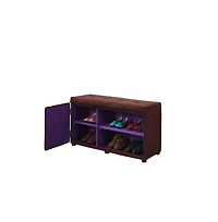 Entryway Shoe Bench with Tufted Cushion and Storage Shelf