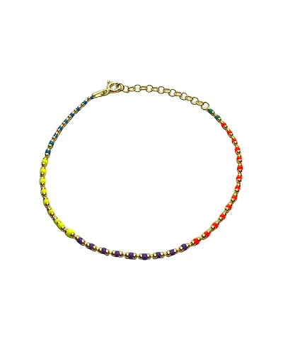 Spero London Sterling Silver Enamel Mine Beaded Colourful Rainbow Bracelet