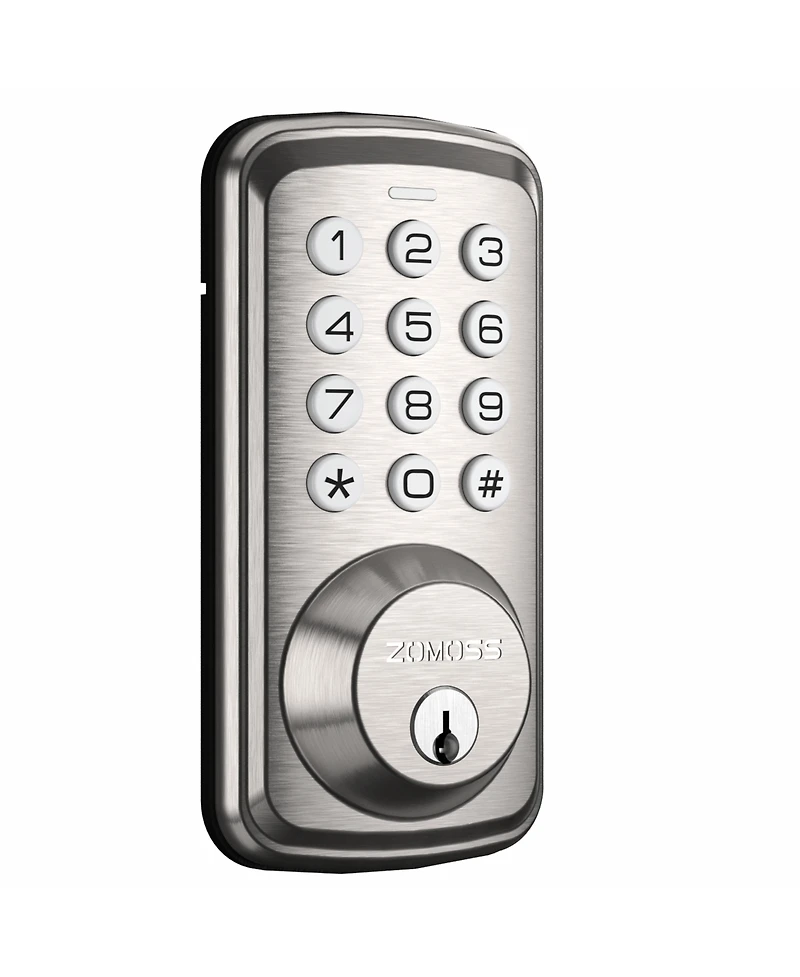 Zachvo Keyless Entry Deadbolt Lock, Electric Door Locks with Keypads and Emergency Charging Port, Satin Nickel