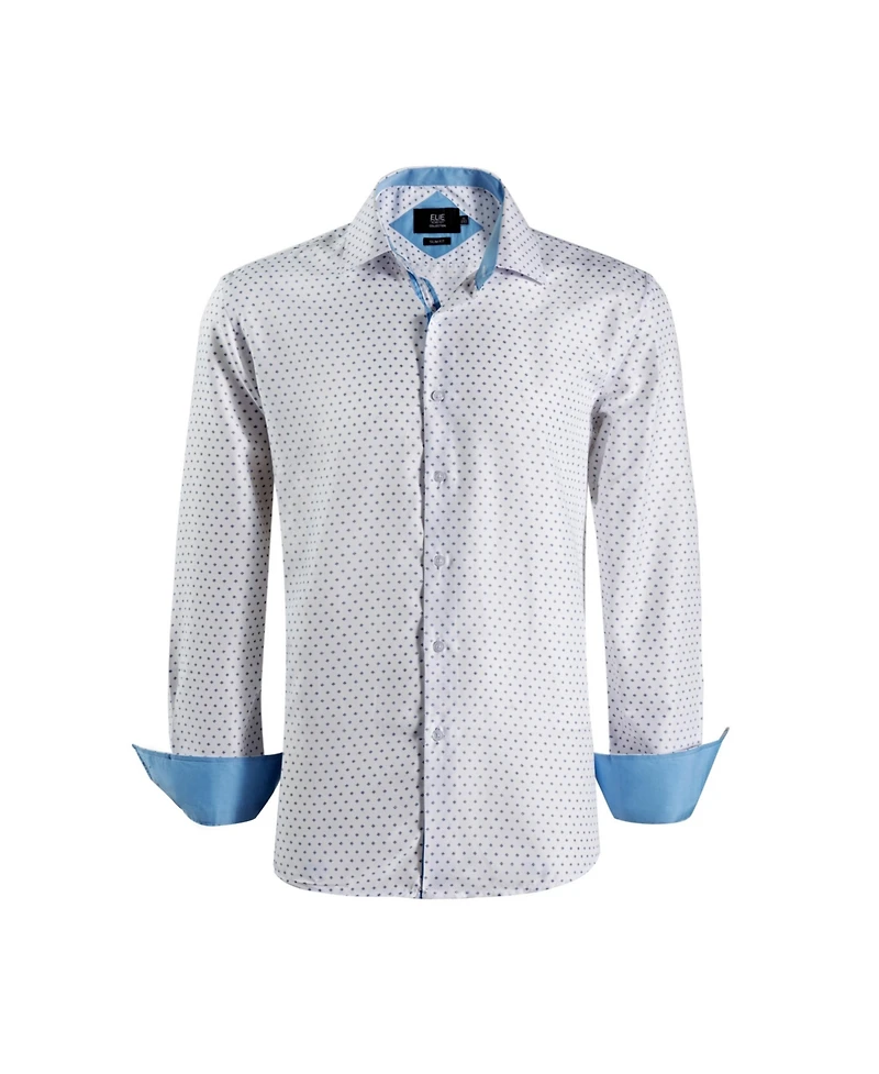 Elie Balleh Big Boys White Micro Ditsy Print Slim Fit Shirt for