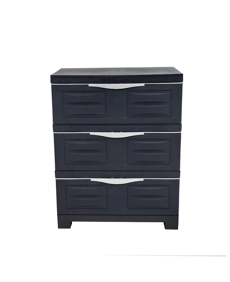 Heavy-Duty Plastic 3-Drawer Storage Cabinet Organizer - 29.5"