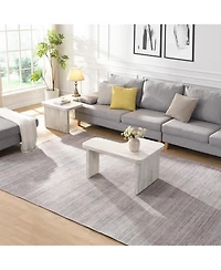 Streamdale Rectangular Wood Detachable Coffee Table in White (47.24"x23.62" & 35.43"x31.49")