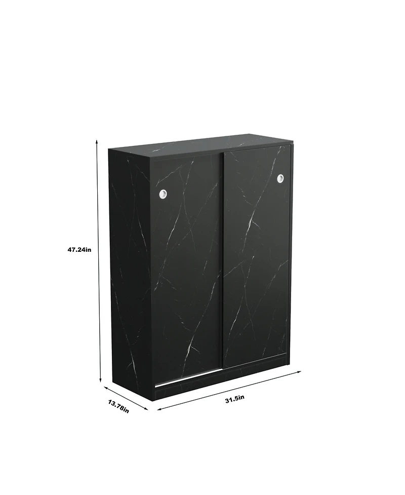 Streamdale Marble 6-Layer Shoe Cabinet with Sliding Door