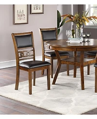 Streamdale Walnut Wood Dining Table Set with Upholstered Chairs for 4