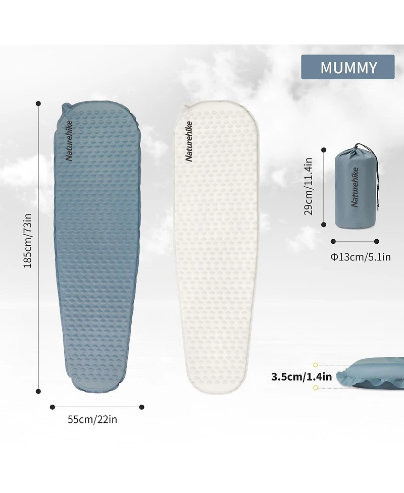 Naturehike Ultralight Self Inflating Insulated Sleeping Pad with Foam, Lightweight Rectangular Mat for Camping Backpacking Hiking Traveling