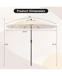 9 Ft Patio Umbrella with Sun-Protective Canopy for Patio Garden Pool