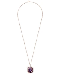 Amethyst (4-1/20 ct. t.w.), Rose de France Amethyst (7/8 ct. t.w.) & Diamond (1/2 ct. t.w.) Halo 18" Pendant Necklace in 14k Rose Gold