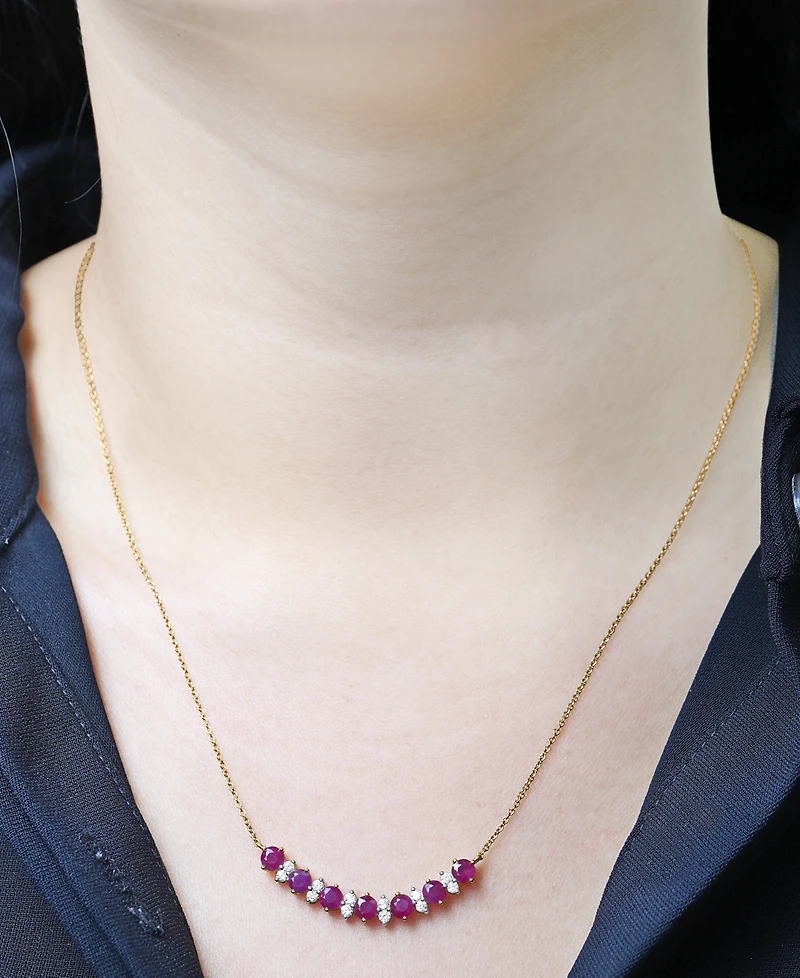 Ruby (1-1/2 ct. t.w.) & Diamond (1/4 ct. t.w.) 17" Collar Necklace in 14k Gold