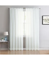 Kate Aurora 2 Piece Rod Pocket Plaid Sheer Voile Window Curtain Panels - 84 in. Long