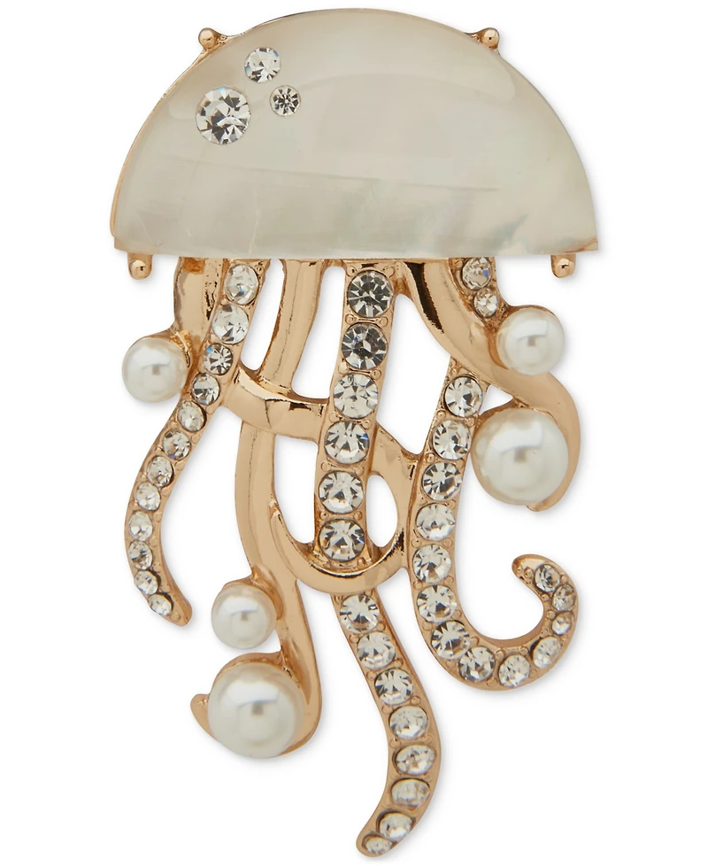 Anne Klein Gold-Tone Mixed Stone Jellyfish Pin