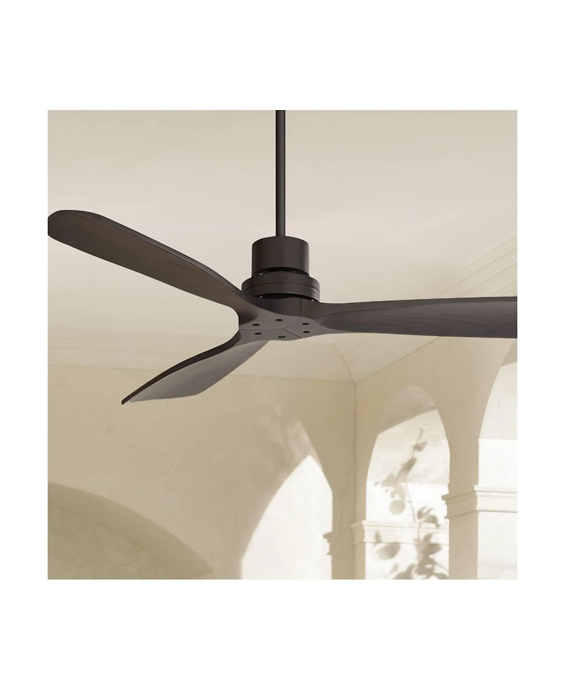 52" Delta-Wing Dc Modern Industrial 3 Blade Indoor Outdoor Ceiling Fan Remote Control Matte Black Wood Damp Rated for Patio Exterior House Porch