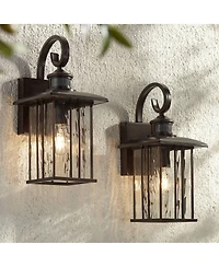 John Timberland Deaver Modern Outdoor Wall Light Fixtures Set of 2 Bronze Motion Sensor Dusk to Dawn 15 1/4" Water Glass for Exterior