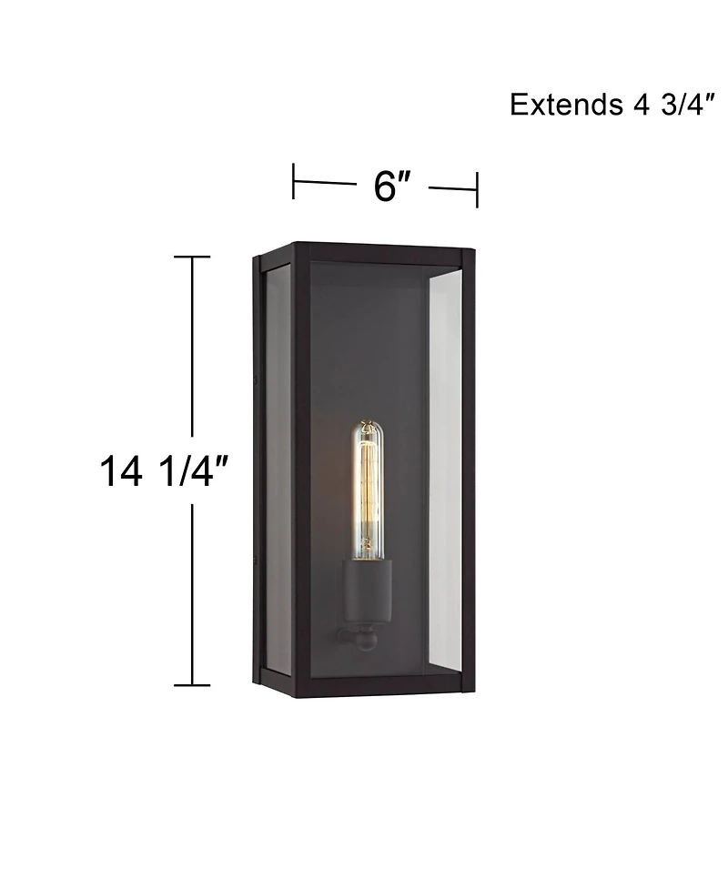 John Timberland Cornell Modern Outdoor Wall Light Fixtures Set of 2 Sand Black 16" Clear Glass Panels for Post Exterior Barn Deck House