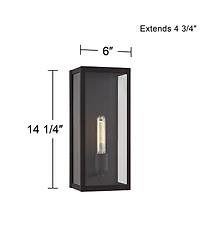 John Timberland Cornell Modern Outdoor Wall Light Fixtures Set of 2 Sand Black 16" Clear Glass Panels for Post Exterior Barn Deck House