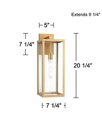 John Timberland Titan Modern Outdoor Wall Light Fixtures Set of 2 Soft Gold Rectangular Frame 20 1/4" Clear Glass for Post Exterior Barn