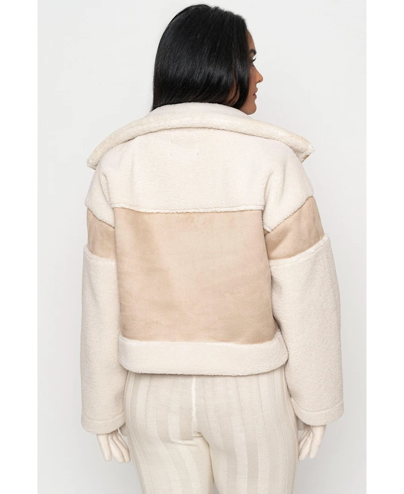 Jluxlabel Women's Suede And Sherpa Jacket