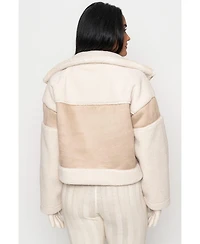 Jluxlabel Women's Suede And Sherpa Jacket