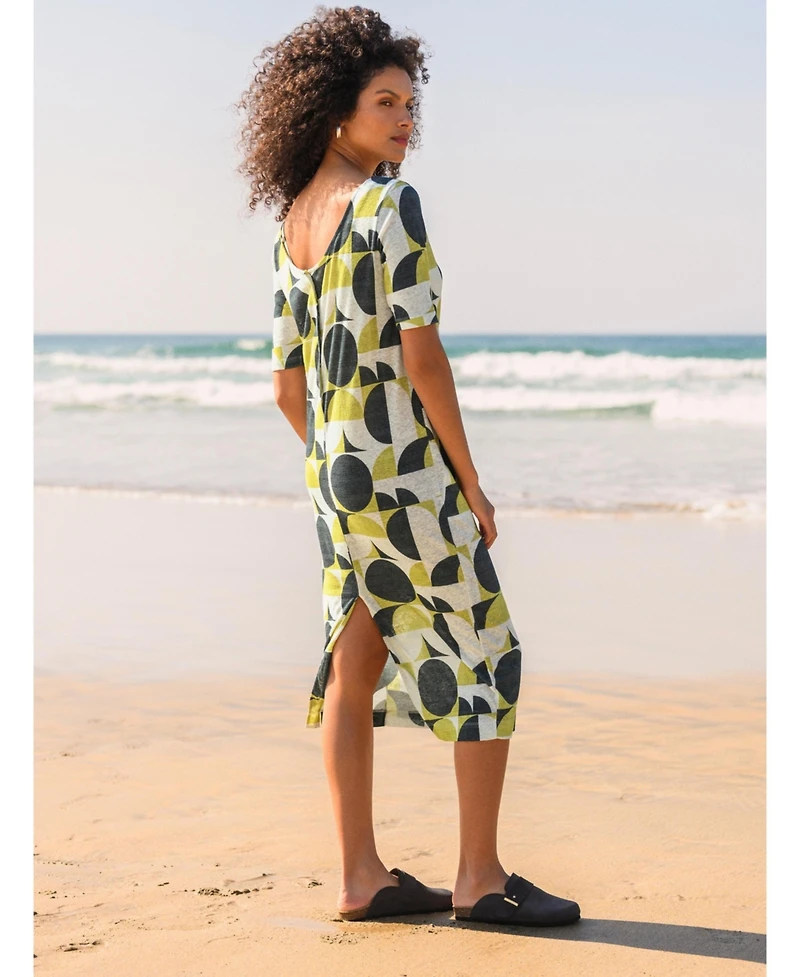 Celtic & Co. Women's Linen Blend Button Back Midi Dress