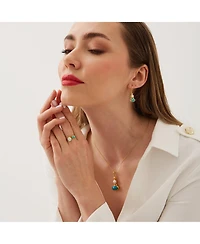 Spero London Authentic Turquoise Sterling Silver Drop Gold Plated Earring