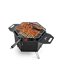 Portable Charcoal Grill Stove Rotatable with Foldable Body and Legs with Handles