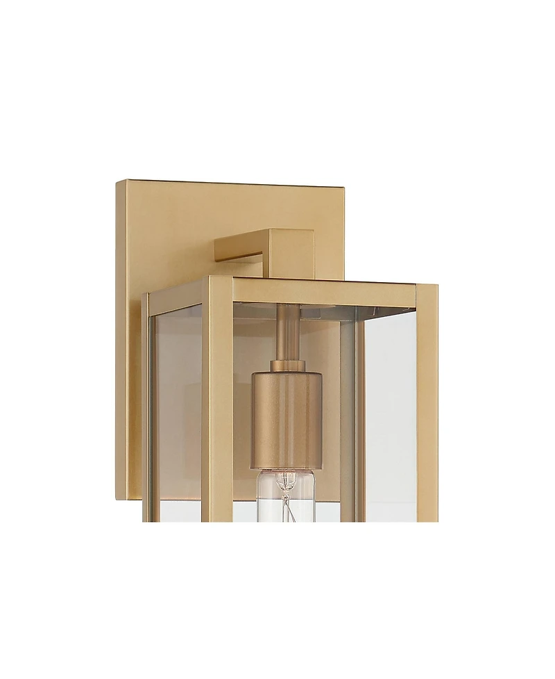 John Timberland Modern Outdoor Wall Light Fixture Soft Gold 14 1/4" Clear Glass for Exterior Barn Deck House Home Porch Yard Patio