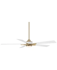 Casa Vieja 52" Vegas Nights Modern Indoor Ceiling Fan 5 Blade Led Light Remote Control Soft Brass Finish White Wood Blades Bedroom