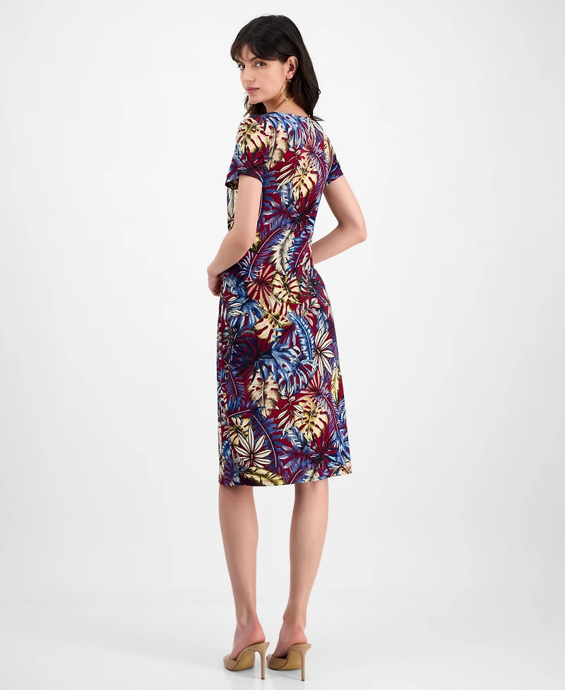 Connected Women's Printed Tie-Front Sheath Dress