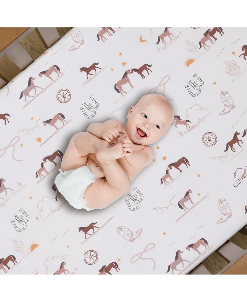 Lambs & Ivy Country Western Breathable 100% Cotton Fitted Crib/Toddler Sheet