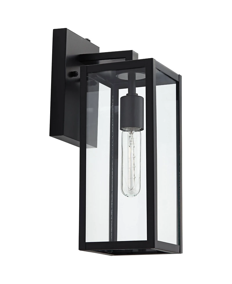 John Timberland Titan Modern Outdoor Wall Light Fixtures Set of 2 Mystic Black Dusk to Dawn 14" Clear Glass for Post Exterior Barn Deck