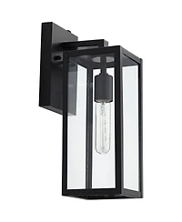 John Timberland Titan Modern Outdoor Wall Light Fixtures Set of 2 Mystic Black Dusk to Dawn 14" Clear Glass for Post Exterior Barn Deck