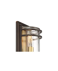 John Timberland Habitat Modern Industrial Outdoor Wall Light Fixtures Set of 2 Bronze Brass 16" Clear Glass for Post Exterior Barn Deck