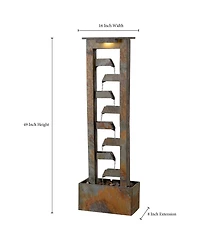 Zigzag Zen 49" Slate Stone Waterfall Fountain with Light - John Timberland