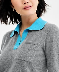 Charter Club Women's 100% Cashmere Colorblocked Collared Sweater, Macy's Exclusive