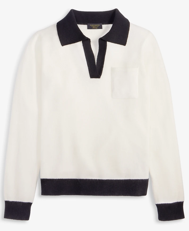 Charter Club Women's 100% Cashmere Colorblocked Collared Sweater, Macy's Exclusive
