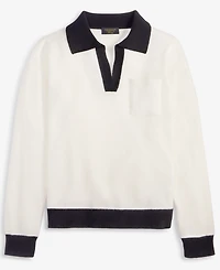 Charter Club Women's 100% Cashmere Colorblocked Collared Sweater, Macy's Exclusive