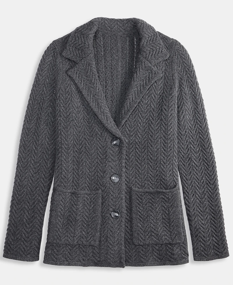 Charter Club Petite Herringbone-Stitch Button-Front Cashmere Jacket, Exclusively at Macy's