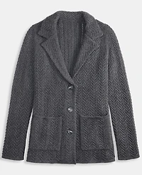 Charter Club Petite Herringbone-Stitch Button-Front Cashmere Jacket, Exclusively at Macy's