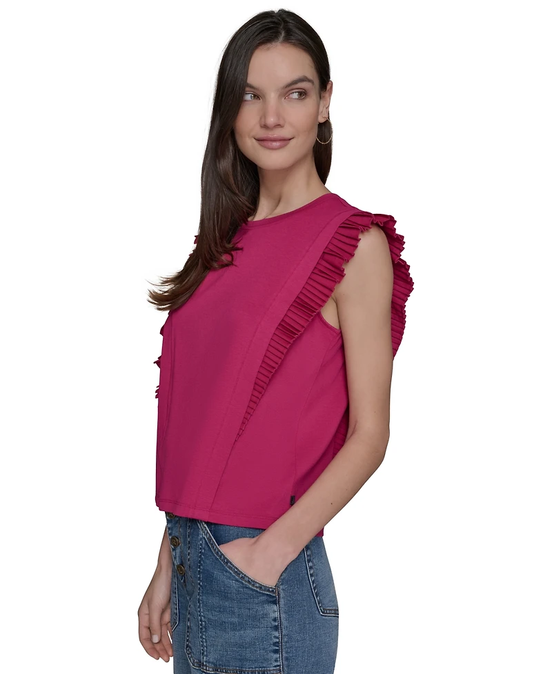 Karl Lagerfeld Paris Women's Ruffle-Sleeve Knit Top