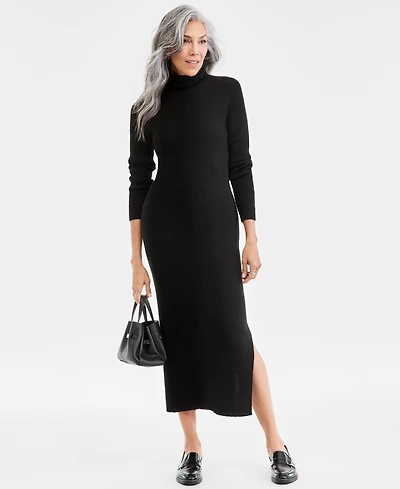 Charter Club Women's 100% Cashmere Turtleneck Midi Sweater Dress, Macy's Exclusive