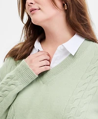 Charter Club Plus 100% Cashmere Drop-Shoulder Sweater, Macy's Exclusive