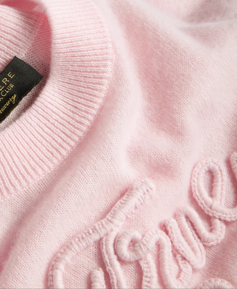 Charter Club Women's 100% Cashmere Love Embroidered Sweater, Macy's Exclusive