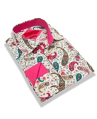 Elie Balleh Little Boys Pink Slim Fit Paisley Dress Shirt