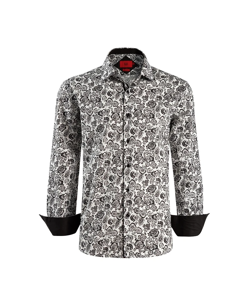 Elie Balleh Big Boys White Slim Fit Paisley Print Shirt