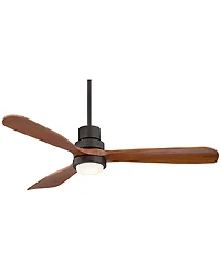 52" Casa Vieja Delta-Wing Dc Modern Indoor Outdoor Ceiling Fan with Led Light Oil Rubbed Bronze Solid Wood Damp Rated for Patio Exterior House Ho