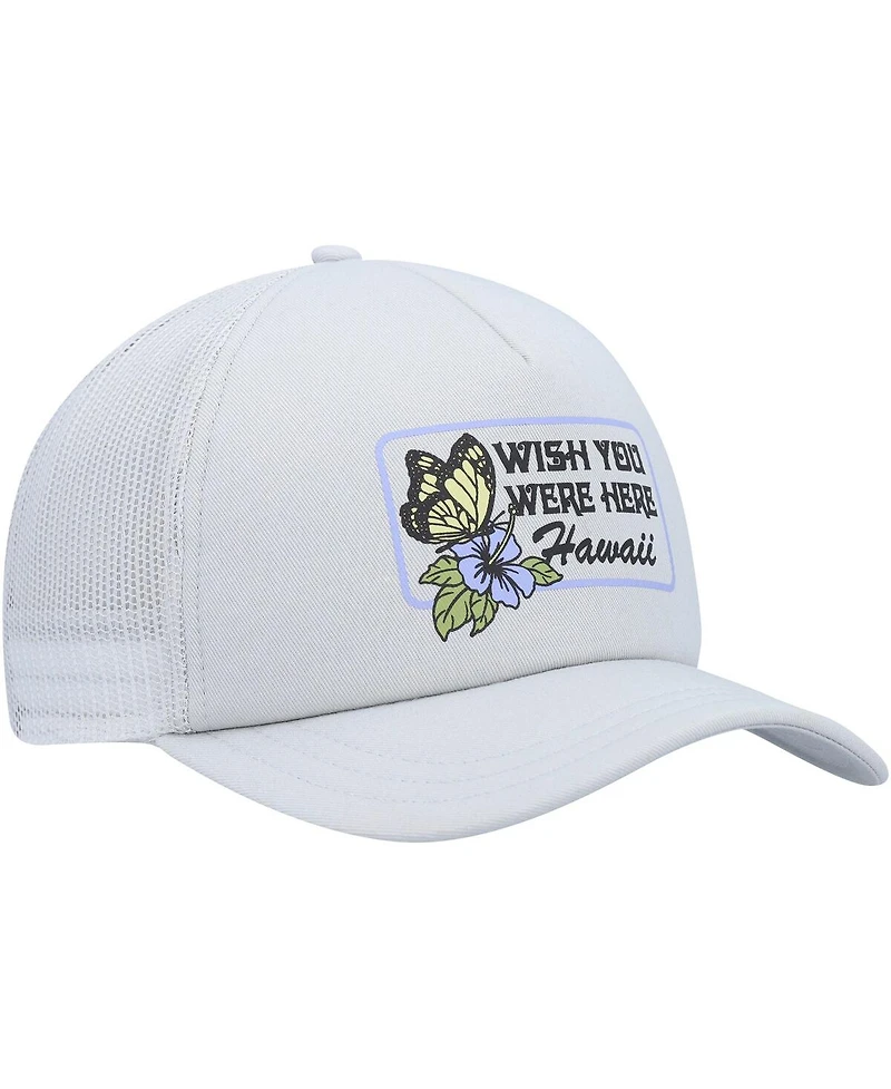 Rvca Women's Gray Wish You Were Here Foam Trucker Snapback Hat