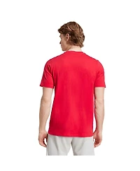 Adidas Men's Red Ajax Three-Stripe Wordmark T-Shirt