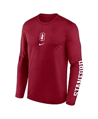 Nike Men's Cardinal Stanford Primetime Center Lockup Two-Hit Legend Performance Long Sleeve T-Shirt