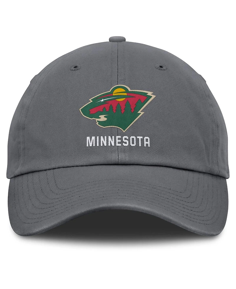 Fanatics Men's Charcoal Minnesota Wild Washed Adjustable Hat