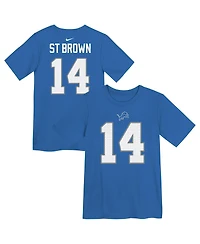 Nike Preschool Amon-Ra St. Brown Blue Detroit Lions Player Name Number T-Shirt