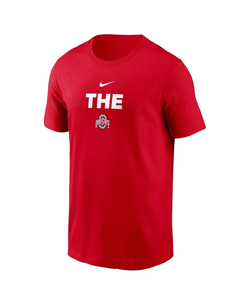 Nike Men's Scarlet Ohio State Buckeyes 2-Hit Stacked T-Shirt